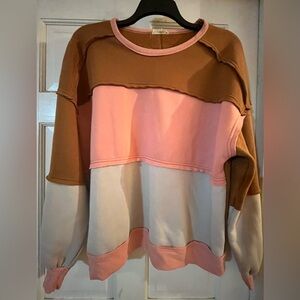 Easel Tan and Pink Bomber soft sweatshirt